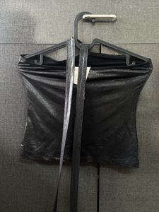 A Charcoal Black Strapless Halterneck Top.