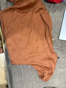 Satin Top - Burnt Orange Drop Shoulder