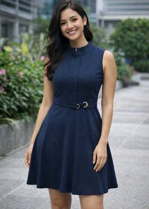 Chic Sleeveless Navy Dress