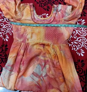 Floral Kurta Set Orange shade