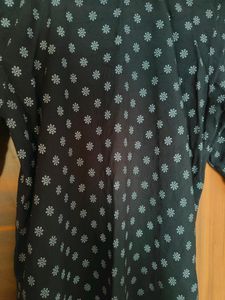 Black Embroidered Yoke Straight Kurta(Women)