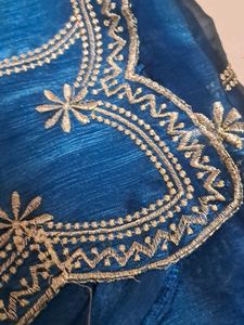Elegant Blue Embroidered Saree