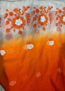 Orange Saree With Stitched Blouse