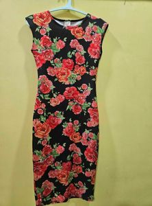 Rose Print Bodycon Dress