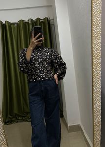 ZARA Embroidered Sequins Embellished Blouse