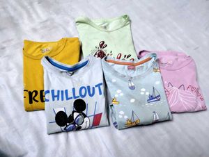 5 Cotton Full t.shirt For Kids Girls