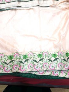 Peach Embroidery Saree