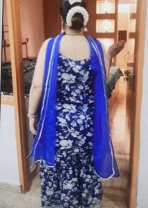 Blue Floral Print Spaghetti Strap Dress
