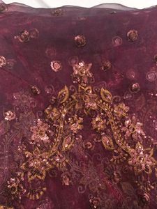 Dark Maroon Copper Tilali Work Saree