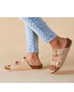 Neeman&#39;s Unisex Cream Strappy Comfy Cork Sandal