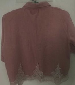 Blush Lace Trimmed Button-Up❤️