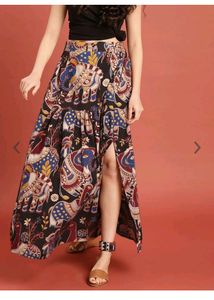 Multicolored Side Cut Long Skirt 22