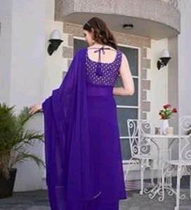purple Ethnic Kurti palazo Dupatta 3 piece set