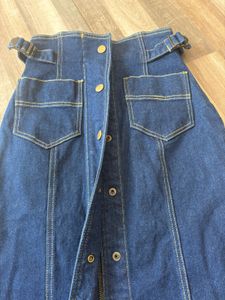 Denim Button-Down Midi Skirt