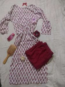 Printed kurte and Bottom Set handmade🎀