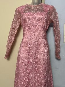 Vintage Pink Lace Maxi Dress