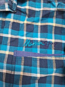Blue Plaid Button-Down Shirt