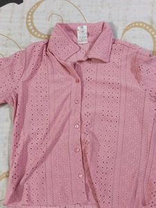 Pink Eyelet Shirt