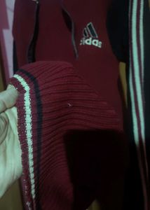 Adidas Logo Burgundy Zip Up Jacket