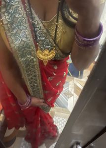 Red Embroidered Saree with 2 matching blouses