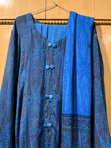 Elegant Blue Semi-Disheen Suit with Dupatta –