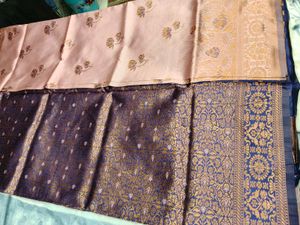 Elegant Pink & Blue Silk Saree