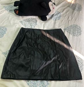 slit leather mini skirt