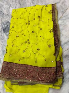 Yellow Embroidered Saree