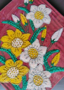 Handmade Sand Painting Floral Wall Art