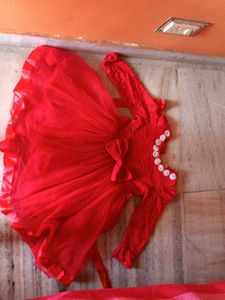 Red Tulle Dress with Bow