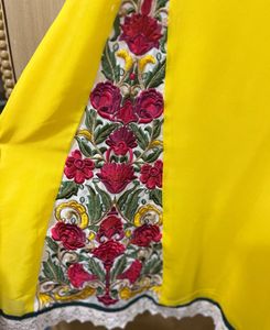Bright Yellow Embroidered Frock with Trousers