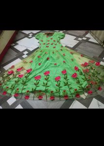 Green Floral Embroidered gown