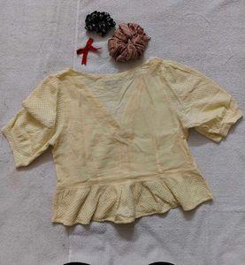 Cute Yellow Pemplum Top