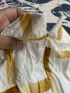 Off White N Yellow Top With Matching Stole