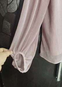 Pink Tie-Neck Blouse- 🎇 🪔 Diwali Sale