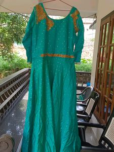 Heavy  Peacock Colour Gown