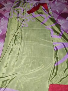 new crape Green &amp; Purple Saree with blouse