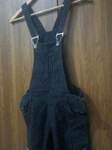 Denim Overalls with Distressed Details