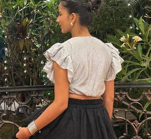 Ruffled Sleeve Crop Top
