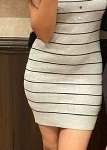 Grey Bodycon Dress With Pattern In Bac