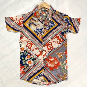 Multicoloured Floral Half Sleeve Shirt Chest 34 In