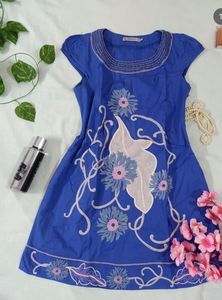 Blue Floral Embellished Dress