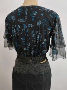 Floral Top &amp; Denim Skirt Set