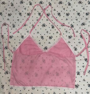 Pink Gingham Halter Top
