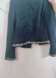 Chic Navy Blue Moto Jacket