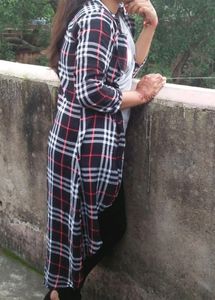Checked Print Black Shrug/Overcoat