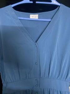 Blue Button-Down Midi Dress