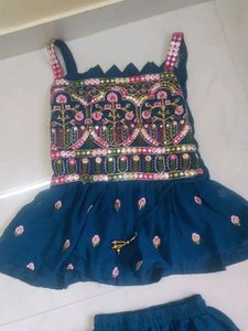 Embroidered Blue Top & Shorts Set