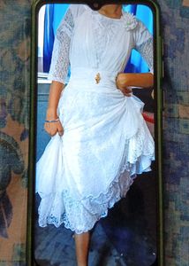 Vintage White Lace Midi Dress