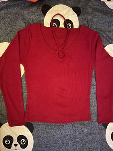 cherry Red Long Sleeve Top